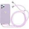 Yoedge Cover Amore Cuore con Cordino per Samsung Galaxy A20e 5,8 Custodia con Bianco Laccio Tracolla Collana Glitter Love-Heart Cuori Aesthetic Custodie TPU Silicone Viola Case per Samsung A20e