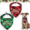 Qunkun Bandana natalizia per cani e gatti, 2 pezzi, sciarpa per animali domestici, sciarpa triangolare, bavaglini a quadri, rosso, verde, bandane per animali domestici, accessori per costume (B)