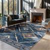 DEFYNEE Tappeto marocchino lavabile in lavatrice per soggiorno, 120 x 180 cm, antiscivolo, morbido a pelo basso, per soggiorno, corridoio, camera da letto e cucina, blu scuro