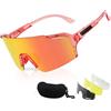 FOCUHUNTER Occhiali Sportivi per Uomini e Donne, Occhiali da Ciclismo per Baseball, Corsa, Ciclismo - 4 Lenti