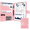 GraduatePro Cartella Portadocumenti A5 Pelle di Cerniera Chiusura magnetica Unisex per Ufficio Conferenza Cartellina Custodia Organizzatore con Quaderno-Rosa