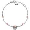 Disney Bracciale Argento 925, con Centrale raffigurante Minnie Mouse con zirconi Bianchi e Fiocco Oro Rosa, Lunghezza 13-18cm