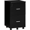Vinsetto Cassettiera da Ufficio moderno con 2 Cassetti e 5 Ruote, Schedario in MDF e Truciolato, 43x45x72 cm, Nero|Aosom Italy