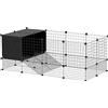 PawHut Gabbia per Animali Piccoli Modulabile con Casette Rialzate per Porcellini d'India e Ricci, Nero