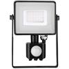 V-TAC VT-30-S-B Faro LED Chip Samsung 30W con Sensore di Movimento e Crepuscolare e Interruttore Manuale di Bloccaggio Colore Nero 6400K IP65