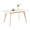 H.J WeDoo Tavolo da pranzo allungabile, tavolo rettangolare in legno dal design scandinavo, tavolo da soggiorno, tavolo da cucina, per 4-6 persone, dimensioni 120-160 cm x 80 cm x 75 cm, bianco