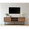 Dmora Mobile Porta Selena, Credenza da Soggiorno, Armadio Basso per TV, Base Parete attrezzata, 140x40h50 cm, Noce e Nero, Pannello melaminico 18mm, Metallo