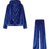 Peuignao Tuta Velluto Donna Sportiva Tute Sportive Donna Eleganti Tuta Zip Ginnastica Jogging Due Pezzi Donna Completa Tute Casa Lunghe Set Tuta Cappuccio Taglie Forti Lunga Tracksuit Donna Signora Blu M