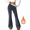Onsoyours Leggins Termici Donna Foderati in Pile Pantaloni Termici Zampa Flared Invernali Leggings Felpati Caldo a Vita Alta B Grigio Scuro XL