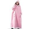 Seogva Coperta indossabile extra lunga, felpa oversize per donne e uomini, super calda e accogliente, coperta gigante con cappuccio, coperta in flanella spessa con maniche e tasca gigante, rosa,