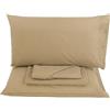 Viterbo Biancheria Completo Letto - Lenzuolo - Sofia - Colorato Tinta Unita 100% Cotone Singolo - 1P Mezza - Matrimoniale (Singolo, (4615), Beige)