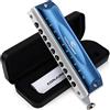 CONJURER Armonica Cromatica Chiave di C, Armonica Cromatica Stanadard a 10 fori e 40 toni con custodia, Arpa a bocca per principianti, adulti, bambini, professionisti, studenti, amici, regali (Blu)