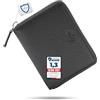 Baur since 1976 Baur portafoglio da donna piccolo - vera pelle con protezione RFID - portafoglio compatto con 6 scomparti per carte e cerniera a giro (Cerniera argento, Nero)