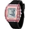 findtime Orologio digitale per uomo e donna, impermeabile, sportivo, facile da leggere, con numeri grandi, colorato, orologio da polso Tonneau, orologio unico per donne e uomini, Rosa trasparente