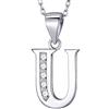 MASADA Collana in Argento 925 - Ciondolo Lettera U Iniziale con Pietre Zircone - Iniziali Nome per Donna e Ragazza - Catena 46 cm Confezione Borsa in Velluto