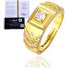 HALUKAKAH Anello Moissanite Uomo D Colore 1.0 ct Motivo a V,Diamante da 1 Carato Coltivato in Laboratorio con Certificato,Argento Sterling Placcato in Oro 18k,Misura Regolabile,per Marito,Fidanzato