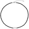 COAI Collana Girocollo Donna con Pietre Naturali Cristalli di Spinello Nero, Collana Girocollo di Perle Naturali da Donna, Regalo per Lei