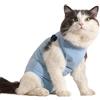 Eyeleaf Body Gatto Post Operatorio Sterilizzazione Tutina Gatto Post Operatoria per Ferite Addominali o Malattie della Pelle per Impedire Leccare Ferita (Blu, S)