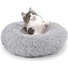 LATRAT 1 lettino morbido per animali domestici, rotondo, lavabile, per cani o gatti, per gatti e cani di piccola taglia, grigio chiaro, 40 x 40 cm