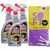 FEI FAN SET: 3x Detergente Schiuma Spray FULIGGI STOP, Pulitore Vetri Di Caminetti, Stufe e Forni. Scioglie Il Grasso e Le Incrostazioni 750ml + Panno In Lattice SOFT, Formato 30x30