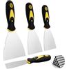 WOGOPRO Raschietto per carta da parati, 4 coltelli in acciaio inox, con manico in plastica, set di coltelli da riempimento per pareti (3,8, 7, 10, 12,7 cm)