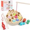 WolinTek Giochi di Pesca,Gioco di Pesca in Legno Giocattoli,Giochi Montessori Magnetici da Pesca mit 10 Pesci e Due Canne da Pesca, Regalo Prescolare Bambino per 2 3 4 5 Anni