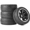 KINGCOO Set di pneumatici e ruote per auto RC, KINGCOO 4 pezzi di pneumatici in gomma da 65 mm e ruote in plastica a 6 razze con cerchi da 12 mm a esagonale per auto RC da 1/10 per On-Road Touring Racing per