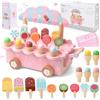 Fantspati Gelateria Giocattolo per Bambini, Carretto Gelati Giocattolo Legno, Gelateria Cucina Giocattolo Educativi Montessori, Accessori Cucina Legno, Giochi Ruolo Montessori Regalo per Bambina 3 4 5 6 7 Anni