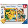 Ravensburger - Puzzles Pokémon Confezioni Da 3 | Puzzle Bambini 5 Anni O Più | Regalo Bimba 5 Anni 3 X 49 Pezzi | Puzzle Bambini 21 X 21 Cm | Puzzles Perfetti Ravensburger