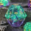 FONVGOGO DND - Set di dadi in resina Dungeons and Dragons, 7 dadi poliedrici D&D DND (S verde e oro)