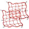 Dakexiong Rete da carico per moto, 2 pezzi, 40 x 40 cm, con 6 ganci regolabili, resistente, rete elastica per casco, moto, bicicletta, rete elastica per riporre oggetti,rosso