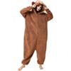 Focupaja Unisex Pigiama Orso Onesie Adulto Cosplay Animali Vestiti Costume di Halloween Tute per Feste di Carnevale Accogliente Pigiama Marrone L