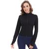 Dmwhsy Giacca da Corsa da Donna, a Maniche Lunghe, a Coste, per Allenamento, Atletica, Vestibilità Attillata, Leggera, con Cerniera Completa, Abbigliamento Sportivo da Yoga con Fori per i Pollici