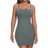 SHAPERIN Vestito Modellante Donna Pancia Piatta Abito Dimagrante Snellente Mini Abito Aderente Senza Maniche Abitino Sottoveste, Grigio Verde, XXL