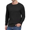 Hisir Maglietta termica da uomo a maniche lunghe con scollo rotondo, Nero , XL