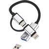 WASRUYI Adattatore USB(2 in 1)per Lightning USB C a USB-A OTG 3.0 cavo Chiavetta per iPhone16 15 14 Lettore Schede adattatori Macbook Connettore Fotocamera Convertitore Tablet trasferire Dati Android Splitter