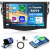 Rimoody 4G+64G Wireless Carplay Android 13 Autoradio 2 Din per Toyota RAV4 2007-2012 con Android Auto Navi GPS WiFi 9 pollici Autoradio con Mirror Link Bluetooth FM/RDS/DAB/DVR/32 EQ/SWC Telecamera Posteriore