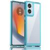 GOKEN Cover per Motorola Edge 50 Fusion, Custodia Trasparente con Bordo in Silicone TPU Morbido, Schiena in PC Rigido, Resistente, Antiurto - Case Soft - Bordo Blu