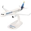Herpa modello aereo Snap-Fit Airbus A320 Discover Airlines, miniatura in scala 1:200, pezzo da collezione, con supporto, plastica.