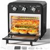 Karienvir Friggitrice ad aria 20 Litri, 1800W Air Fryer, Mini Forno ad Aria Calda per Pizza, Controllo della manopola, Timer e Temperatura Regolabili, Senza Olio con 7 Accessori, Nero