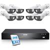 ZOSI 4K PoE Kit Videosorveglianza Esterno, Rilevamento Uomo/Veicolo, NVR 16CH 4TB + 8x PoE Telecamere da Esterno, Visione Notturna a Colori, Audio Bidirezionale, Impermeabile IP66, C182