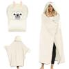 Hengrongshen Alpaca Bianca Invernale con Orecchie, Regalo per Donne, Portatile, Soffice, con Simpatici Motivi Animali, Coperta Regalo di Compleanno, Calda Coperta con Cappuccio