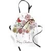 ABAKUHAUS Natale Grembiule, Red Floral Albero Uccello, Comodo per la Cucina Unisex con Collo Regolabile per Cucinare Cuocere Arrostire e Giardinaggio, Verde Bianco
