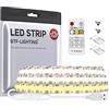 BTF-LIGHTING FCOB CCT USB LED Kit 1M 640LEDs/m COB FOB CCT DC5V Striscia LED IP30 non impermeabile con telecomando RF e clip di fissaggio 2pc e viti per la decorazione domestica fai da te