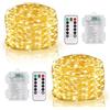 DBFAIRY Filo luci fiabesche 2 x 100 LED 10M luci fiabesche con telecomando e timer, impermeabile filo luci fiabesche LED per festa matrimonio decorazione di Natale (bianco caldo)