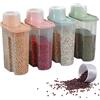 LWZko 4 Pezzis Contenitore Ermetico Cereali Alimentare, porta cereali da colazione dispenser, Serbatoio Alimenti Secchi, Trasparente Airtight Secco Contenitore Alimenti, Caffè, Farina con Misurino (large)