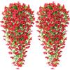Betylifoy Fiori Artificiali Appesi 4 Pezzi Piante Artificiali Appese all'Aperto Resistenti ai Raggi UV Piante Rampicanti Artificiali per il Giardino il Patio e l'Esterno (Rosso)