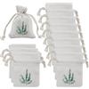 Hioip 12 Pezzi Sacchetti di Vuoti, Borsa per Lavanda in Cotone e Lino con Coulisse Riutilizzabili, Sacchetto Caramelle Organizer Piccoli Oggetti per Spezie ed Erbe Aromatiche (120g) (Rosmarino/Bianco)