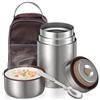 Poligono Contenitore Termico per Alimenti Caldi 800ML, Thermos Alimenti Caldi in Acciaio Inox con Sacchetto Isolante e Cucchiaio Pieghevole,Portavivande Termico per Pranzo,All'aperto, Grigio
