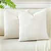 JOTOM Fodere In Velluto a coste Morbido Solido Fodere Di Cuscino Decorativo Cuscino Fodere Per Cuscini Da Letto Per La Decorazione Della Casa Per Divano Camera Da Letto 55x55cm Set Di 2 (Beige Bianco)